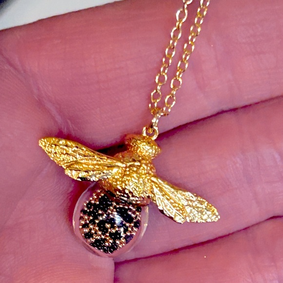 NEW Bee Shaker N1479MV Necklace 18K Gold Vermeil Blown Glass Crystal C Weitzman - Picture 3 of 11